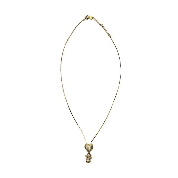 Colar Feminino Dourado Pingente Menina - Manini Semijoias
