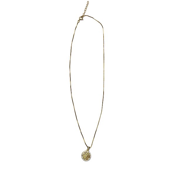 Colar Feminino Dourado Mandala Flor - Manini Semijoias