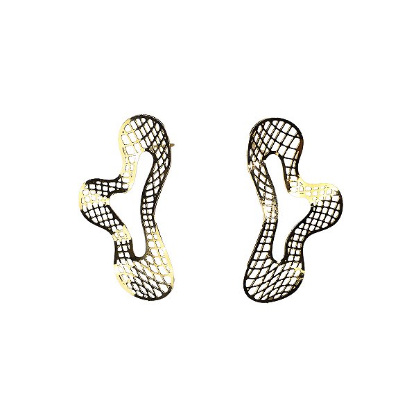Brinco Feminino Dourado de Malha - Manini Semijoias