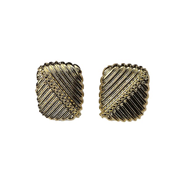Brinco Feminino Dourado Retangular - Manini Semijoias