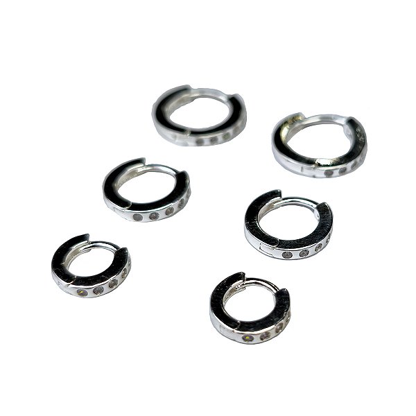 Argola Feminina Prata Trio com Zircônia - Manini Semijoias