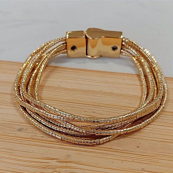 Pulseira canutilhos banhadas a ouro 6 fios