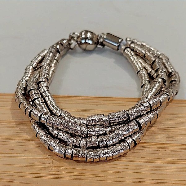 Pulseira canutilhos banhadas a rodio 4 fios