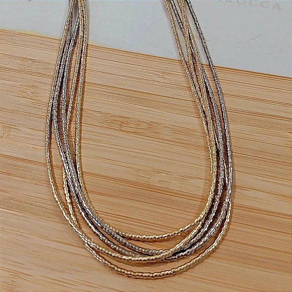 Colar canutilhos banhado a ouro e rodio