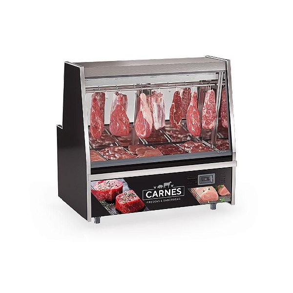 Balcão Vitrine Expositora de Carne Frigorífico para Carne Açougue Pequeno 1,50 Mts Turino GATS150