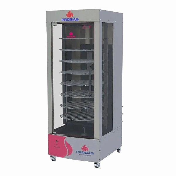 Máquina de Assar Frango Carne Industrial 128kg Forno Gás Multiuso Rotativo Progás