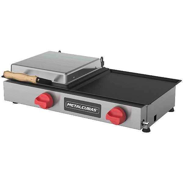 Chapa Sanduicheira para Lanches a Gás Profissional com Prensa para Pão 70 cm Metalcubas MGG 70