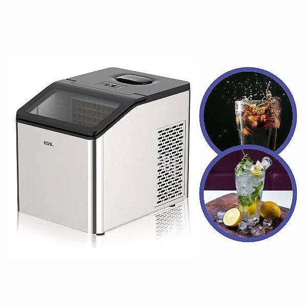 Máquina de Fazer Gelo Cubos Industrial Automática 35 Kg/Dia Inox EOS