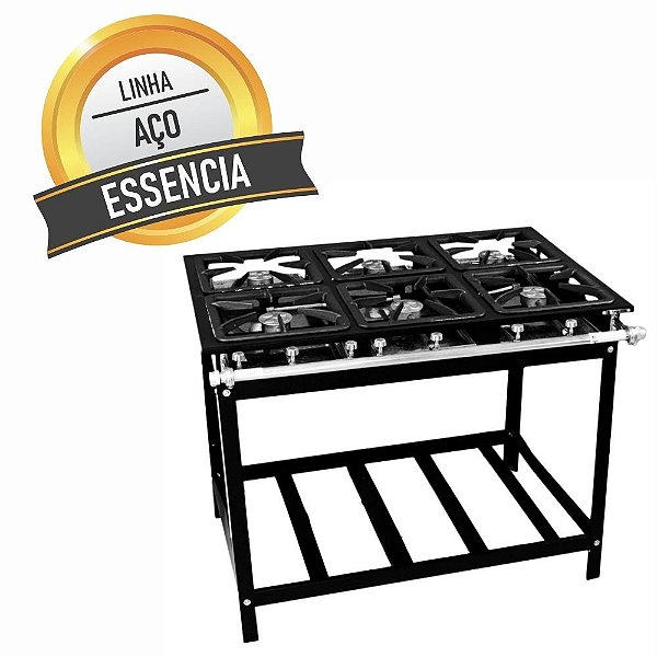 Fogão 6 bocas Industrial Profissional Sebem com Queimadores de Ferro Essencia