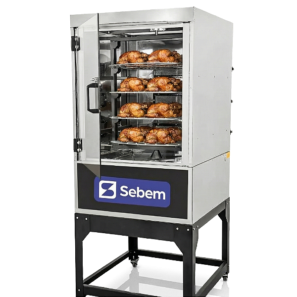 Máquina de Assar Assador Forno Rotativo para Frango, Carne 70 kg 4 Grelhas Giratório Sebem