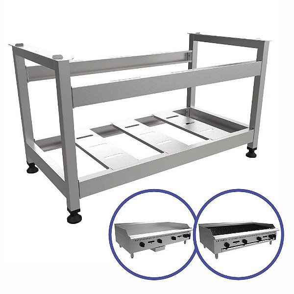 Cavalete Expositor Aço Inox Industrial para Chapas e Char Broiler Linha Prime 120cm PCE120 Venâncio