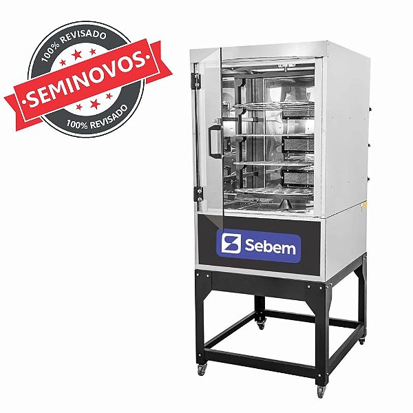 Máquina de Assar Assador Frangueira Forno Rotativo para Frango Carne 70 kg Usada
