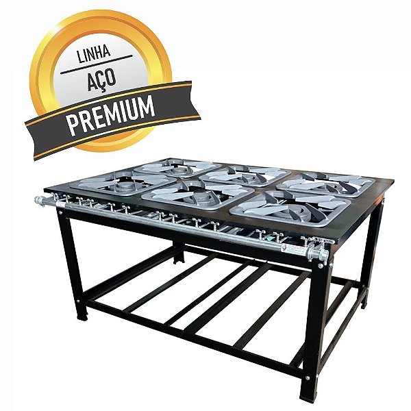 Fogão 6 Bocas Industrial Profissional Restaurante com Chama Dupla Baixa Pressão 40x40 Sebem