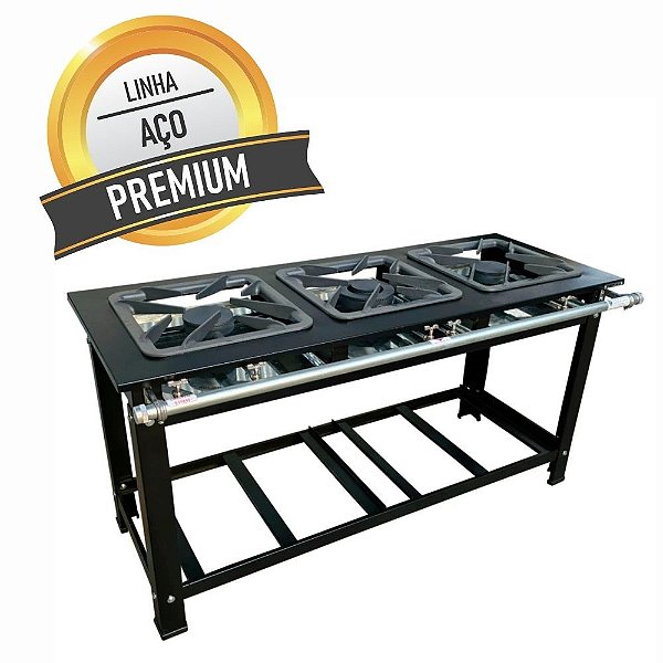 Fogão Profissioanal Industrial 3 Bocas Grande com Chama Dupla Alta Potencia Sebem