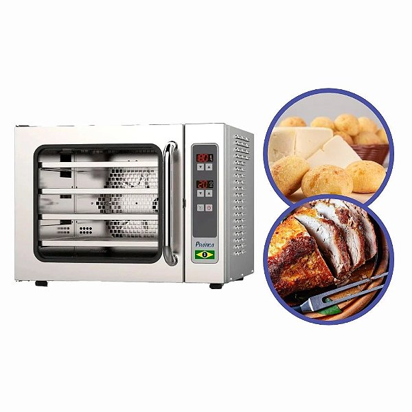 Forno Turbo Convecção Miniconv 4 Assadeiras Pequeno com Vapor Pratica