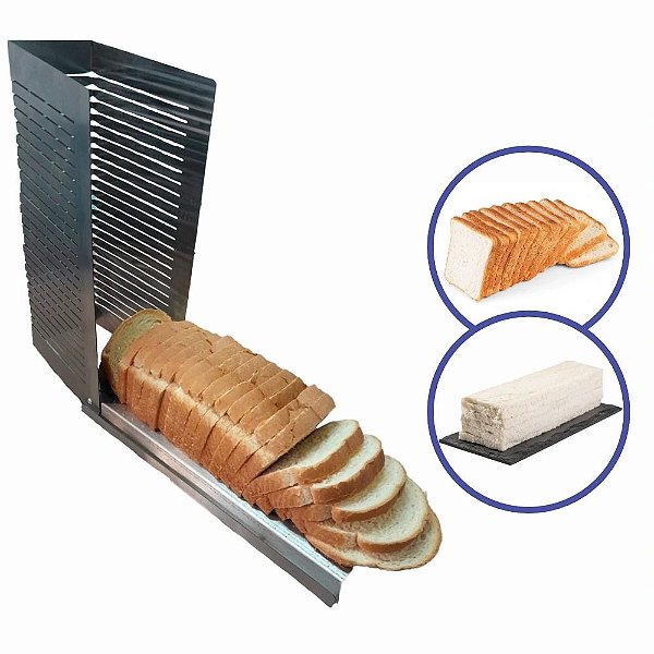 Molde para Fatiar Fatiador Cortador Gabarito Descascador de Pão Manual Sebem para Padaria Inox