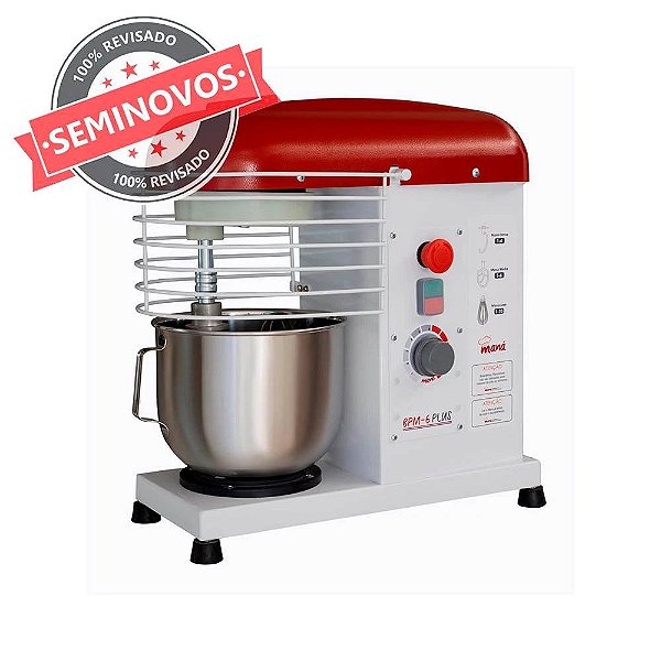 Batedeira Planetária Profissional Maná 6L Plus 1000w Bivolt Cor Branco/vermelho Seminovo