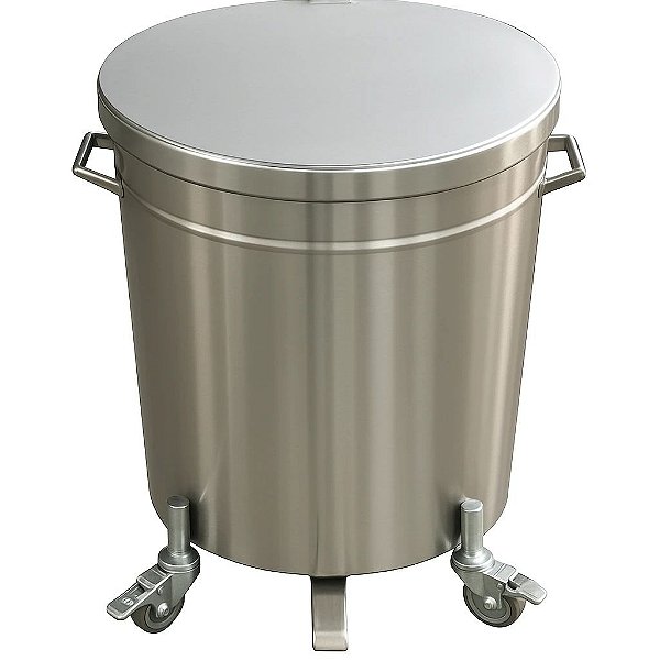 Lixeira em Aço Inox 100 Litros com Pedal e Rodizio Sebem