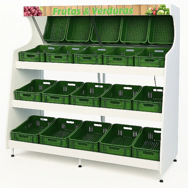 Fruteira Expositor de Frutas Verduras com Espelho 15 caixas