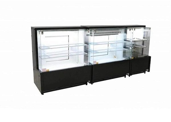 Frente de Padaria Balcão Expositor Triplo Quente Refrigerado Neutro Chimafrio