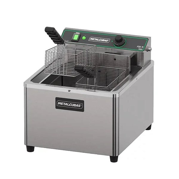 Fritadeira Elétrica de Mesa 15 Litros Industrial 8000W 2 Resistências FOE15 Metalcubas