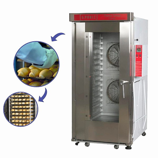 Forno Turbo Elétrico para Padaria Industrial Gpaniz FTE 480 16 Esteiras