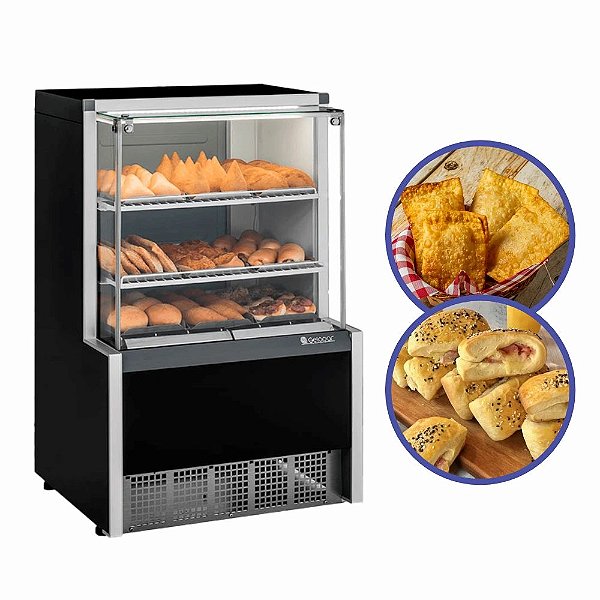 Balcão Vitrine Expositor Estufa Aquecida Pequena para Salgados Gelopar 9 Bandejas MEQA 75 cm