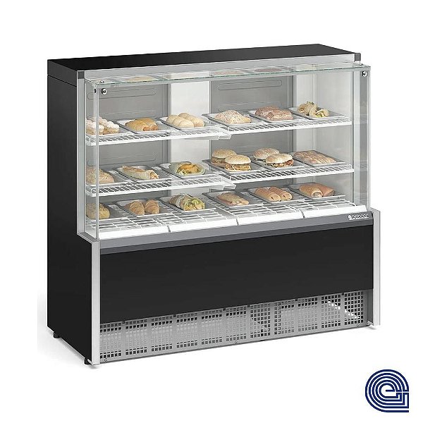 Vitrine Estufa Expositora para Salgados Aquecida Quente 18 Bandejas 65°C 1,40 Metro Gelopar MEQA140