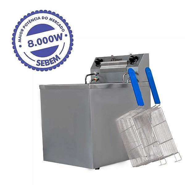 Fritador Fritadeira Elétrica para Alimento Congelado Alta Potencia 8 Mil Watts 15 Litros Sebem