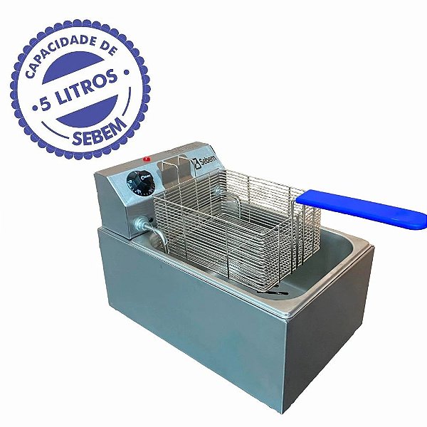 Fritadeira Fritador Elétrico Pequeno Profissional Porção Batatinha Cesto Quadrado 5 L Tampa Sebem