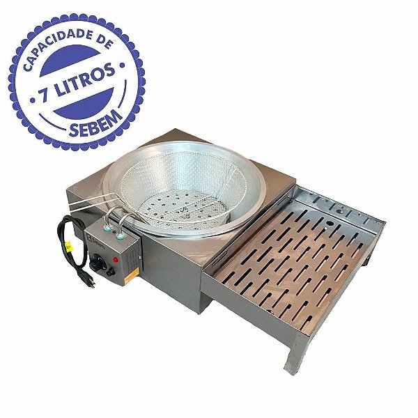 Tacho Fritador Elétrico 7 Litros Pastel Salgados com Escorredor Embutido Sebem