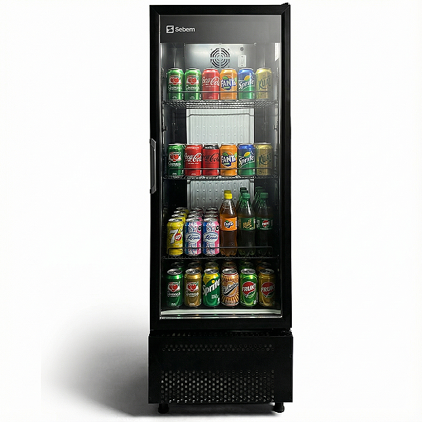 Geladeira Expositora Refrigerada de Bebidas Porta de Vidro Total Preta 410L Sebem