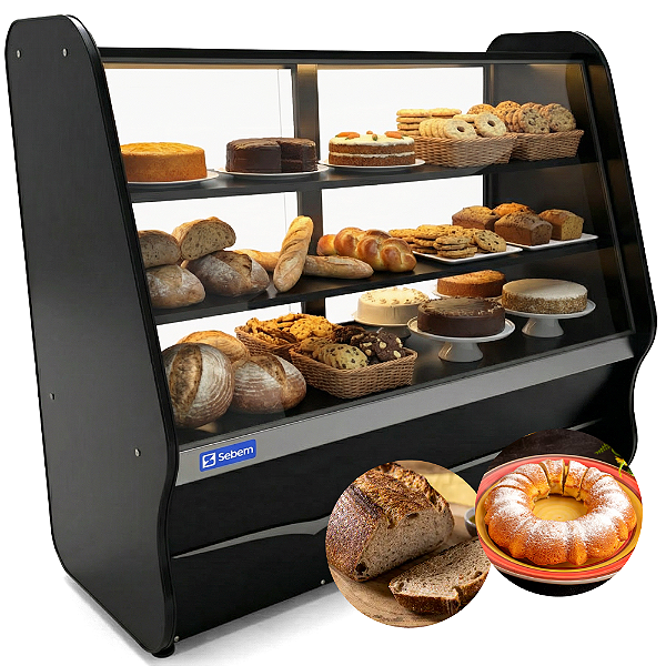 Balcão Vitrine Expositora Neutra Seca Ambiente Padaria Conveniência 1,25m