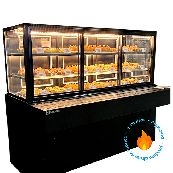 Balcão Vitrine Estufa Aquecida Expositor Auto Atendimento Self Service 2M Sebem