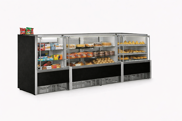 Frente Padaria Vitrine Refrigerado + Quente + Neutro + Caixa