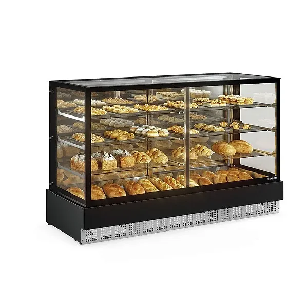 Balcão Vitrine Expositor de Bolos Padaria Conveniência Gourmet Temperatura Ambiente MGEN200 Gelopar