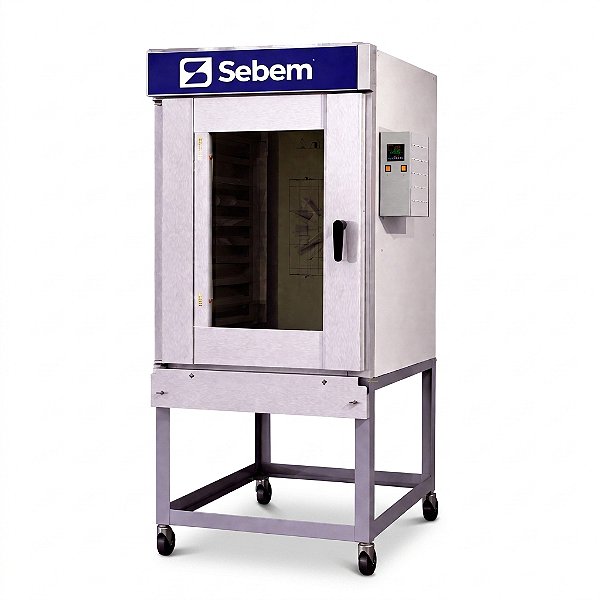 Forno Turbo Industrial com Vapor 300 Pães 10 Assadeiras com Carrinho a Gás Sebem
