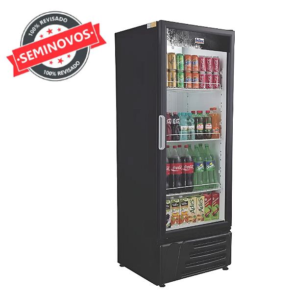 Refrigerador Expositor Vertical 410L Preto Porta de Vidro 220V Seminovo