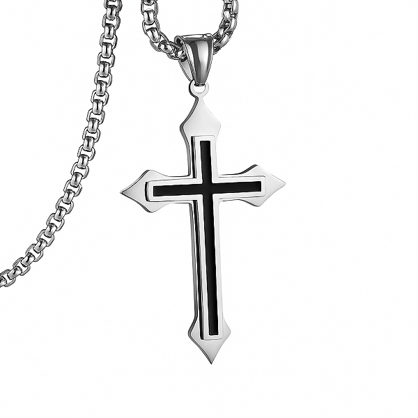 Colar Gótico Retrô Com Cruz De Prata Para Homens E Mulheres
