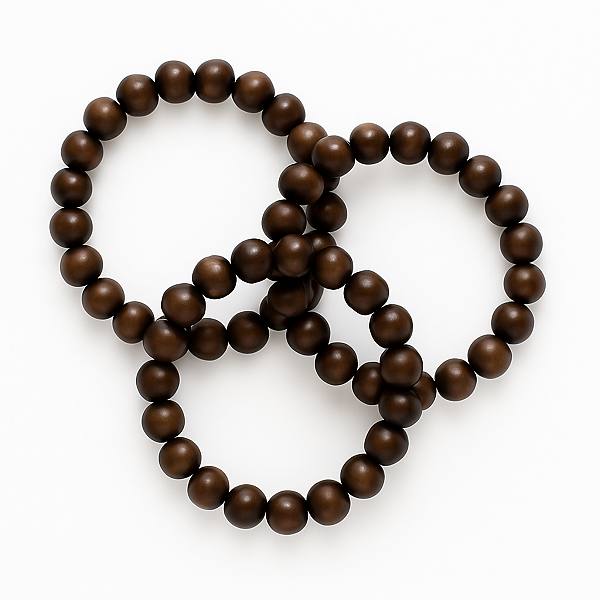 Kit 3 Pulseiras Madeira Natural 8mm – Unissex, Artesanal