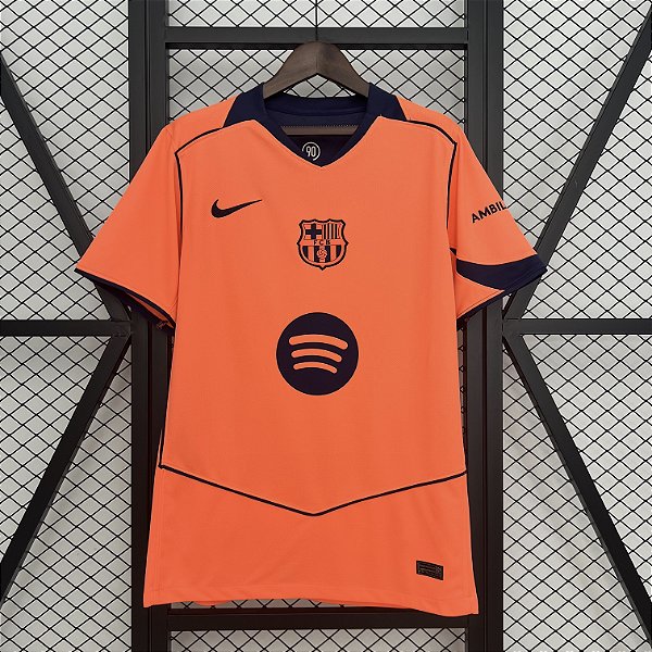 CAMISA DE TIME TAILANDESA BARCELONA LARANJA 2025 MASCULINA