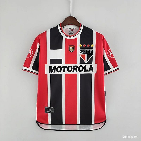 CAMISA RETRO SP BRANCA MOTOROLA 1999 LISTRADA MASCULINA