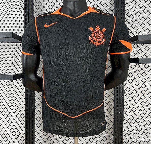 CAMISA VERSAO JOGADOR CORINTHIANS PRETA LARANJA 2025 MASCULINA