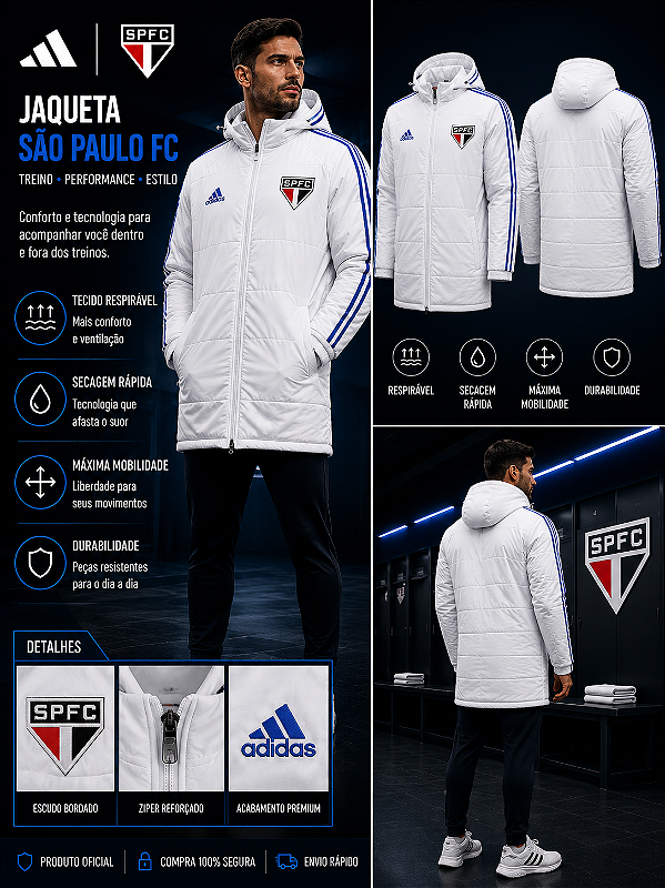 JAQUETA BOBOJACO SAO PAULO BRANCA PERMEAVEL FORRADA MASCULINA