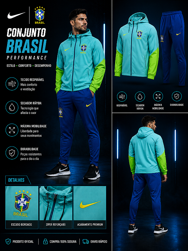 AGASALHO DE TREINO BRASIL AZUL VERDE MASCULINO