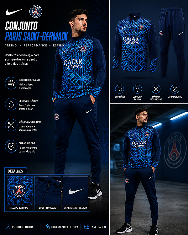AGASALHO DE TREINO PSG AZUL MASCULINO
