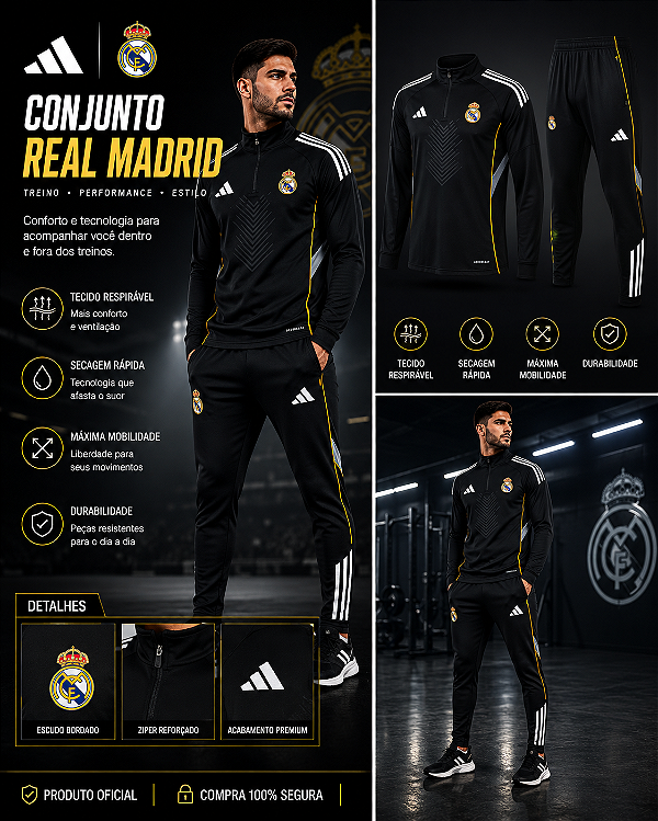 AGASALHO DE TREINO REAL PRETO MASCULINO