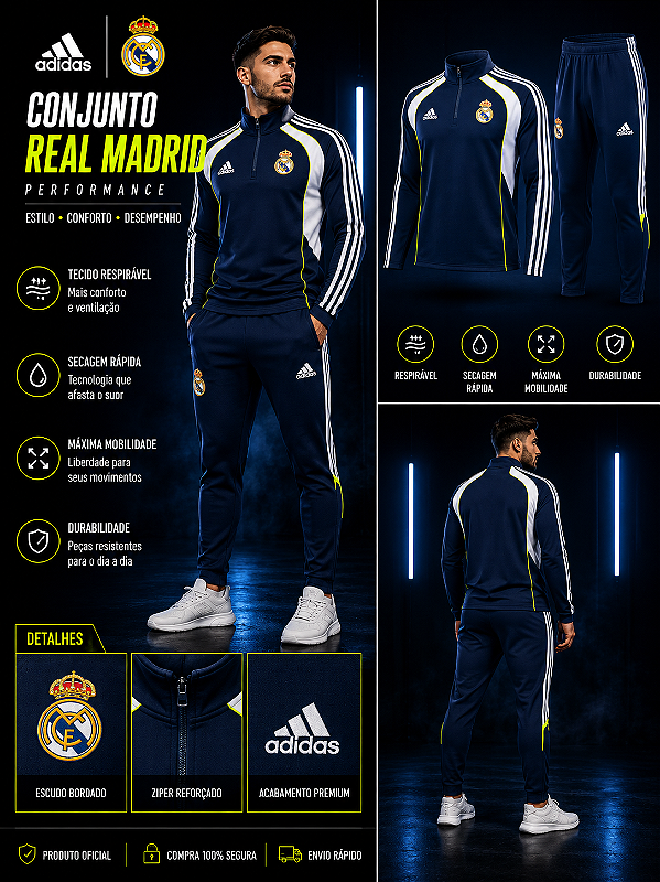 AGASALHO DE TREINO REAL MADRID MARINHO MASCULINO