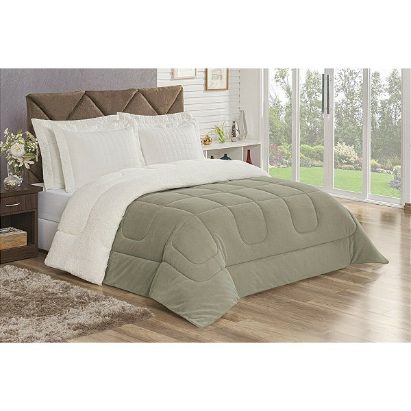 Coberdrom Queen Size Pele De Carneiro Sherpa Dupla Face Aspen