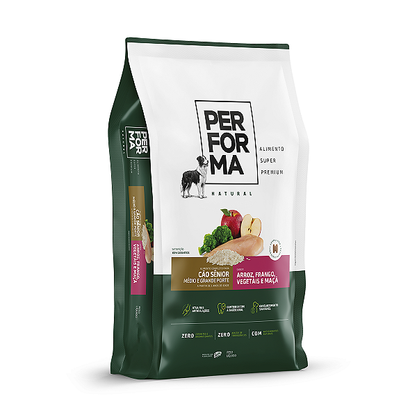Ração Performa Natural Cães Senior Porte Médio e Grande Frango 15kg
